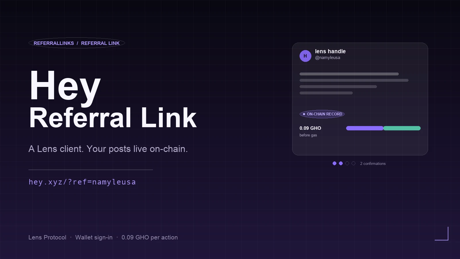 Hey referral link: Lens social app with on-chain posts